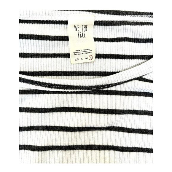 Free People Good Find Black and White Bell Sleeve Stripped Long Sleeve Top, L - Picture 8 of 9